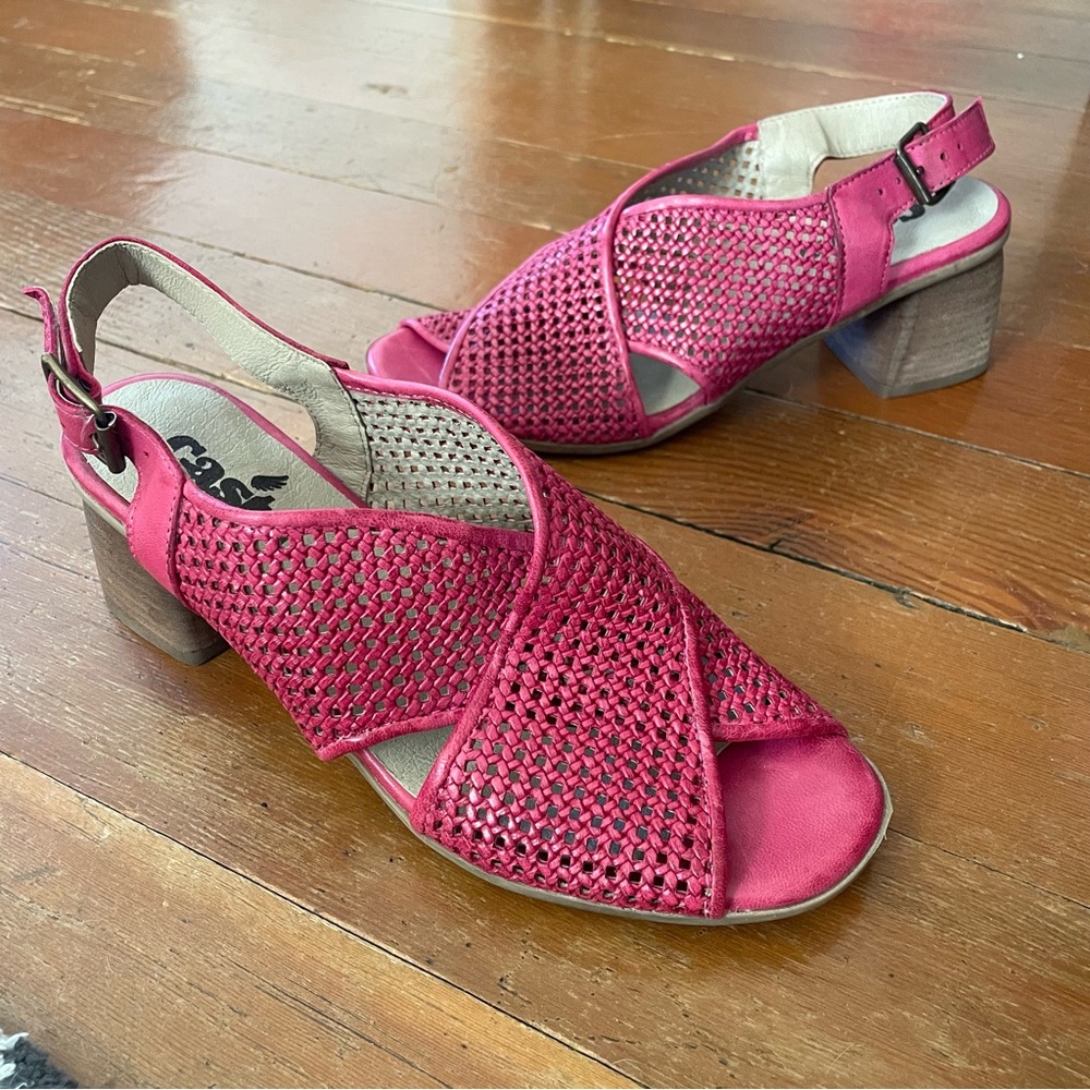 Casta Avista Pink Perforated Leather Sandals with Slingback